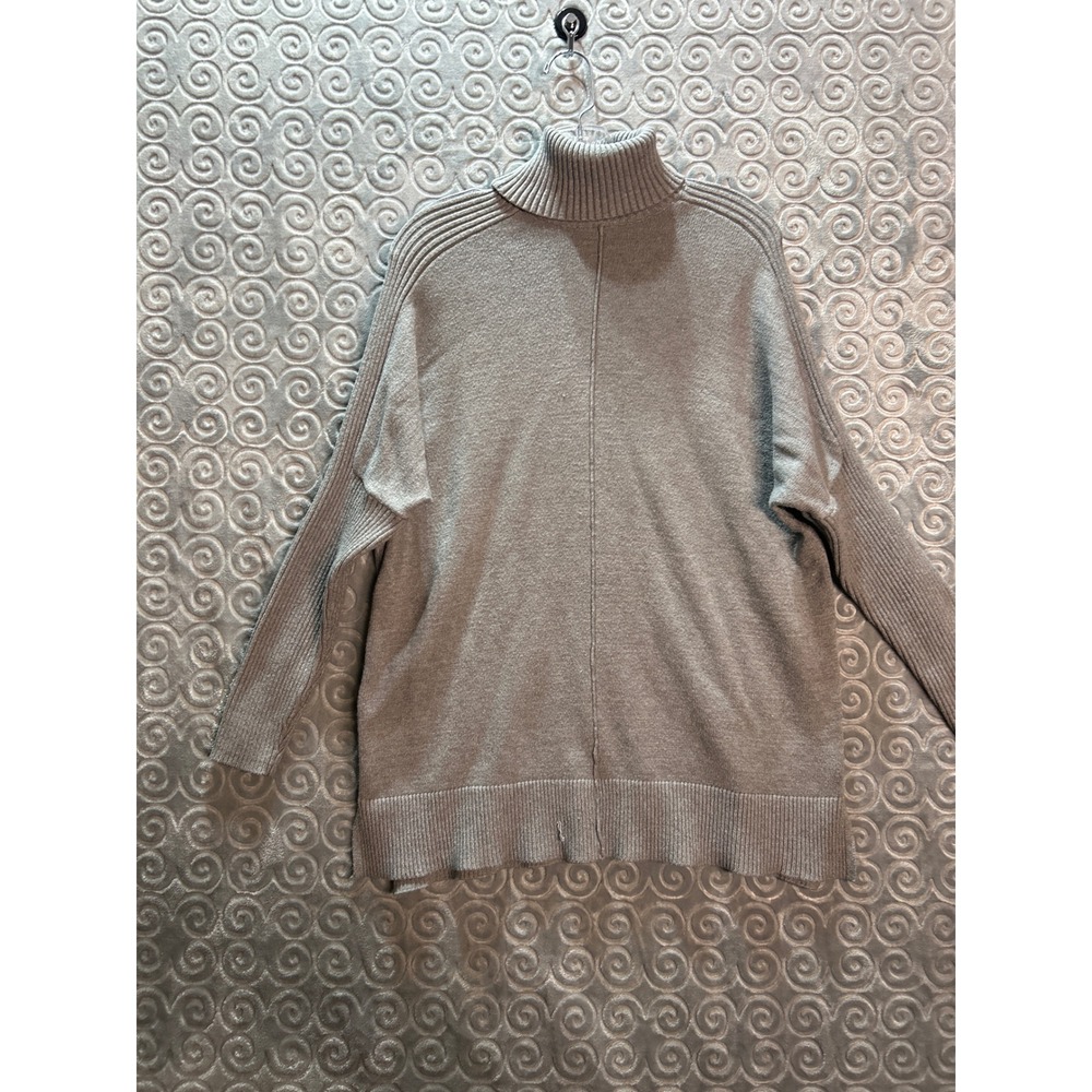 Time‎ and Tru Womens Gray Turtleneck Sweater Oversized Ribbed Knit Size L